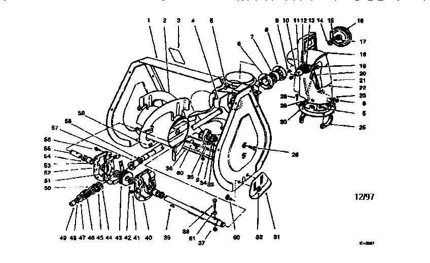 Auger Assembly 1 Diagram and Parts List for 522R 28230-7900001 & UP Lawn Boy Snow Blower